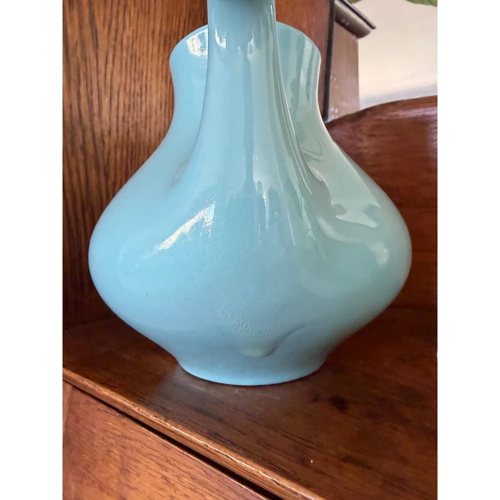 Vintage Mid Century Modern Turquoise Blue Ceramic Teapot & Shaker Set MCM Retro
